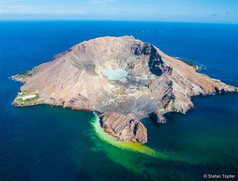Aerial View Of White Island Whakaari Volcano Bay Of Plenty New
