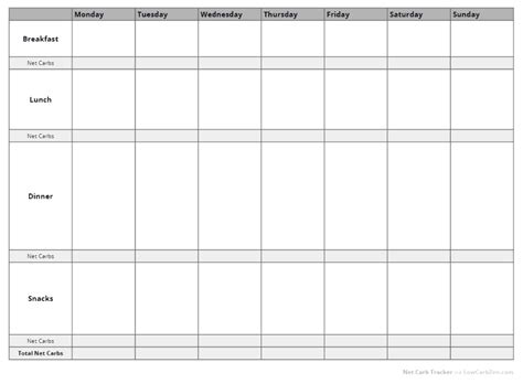 Carb Tracking Sheets Low Carb Zen