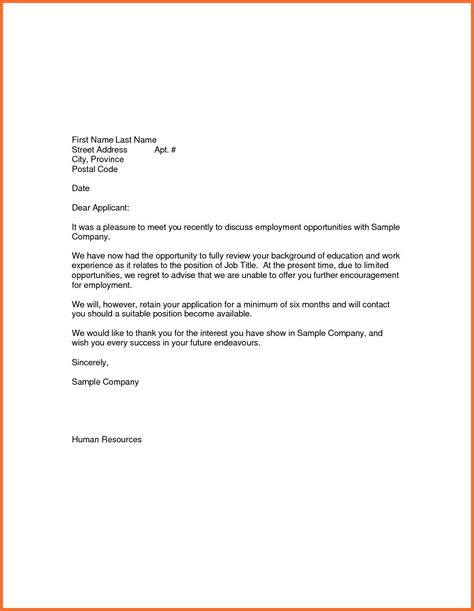 New Job Rejection Letters You Can Download For Full Letterresume