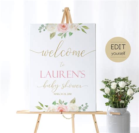 Welcome Sign Baby Shower Template Baby Shower Editable Pdf Etsy Uk