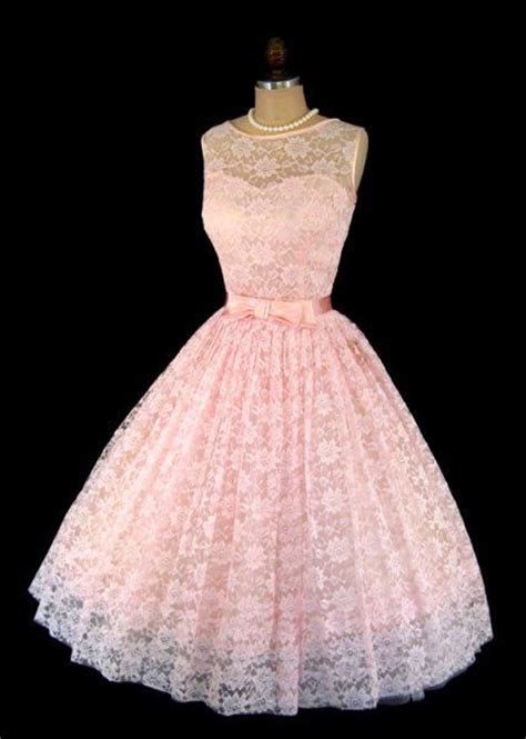 1950s A Line Vintage Pink Lace Prom Dresses Sleeveless Mini Short