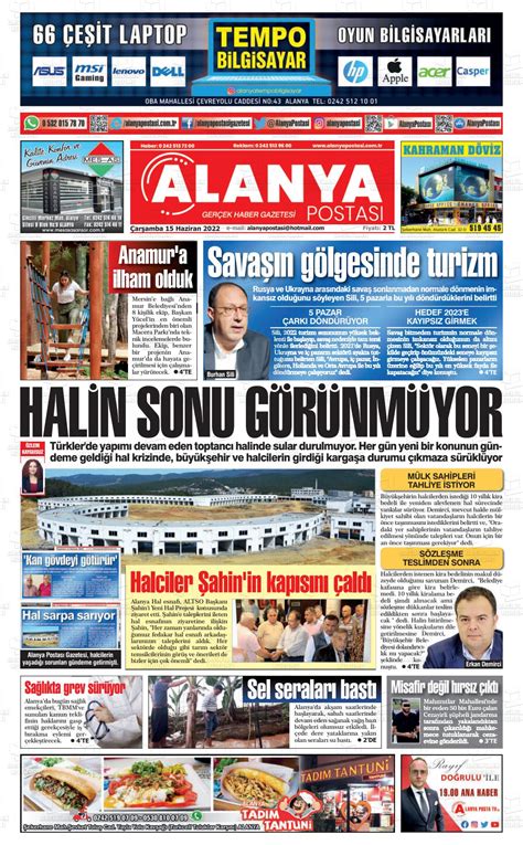 15 Haziran 2022 tarihli Alanya Postası Gazete Manşetleri