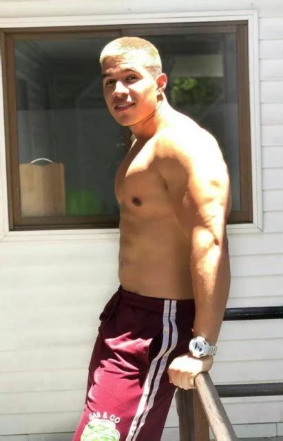 Shirtless Male Muscular Tall Latino Bare Chest Hunk Cute Beefcake Photo