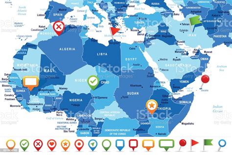 Vetores De Mapa Do Norte Da África Etiqueta De Ponto Curvas 10 E Mais