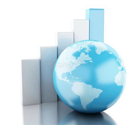 3d Growth Chart With Globe Business And Economy Concept Stock