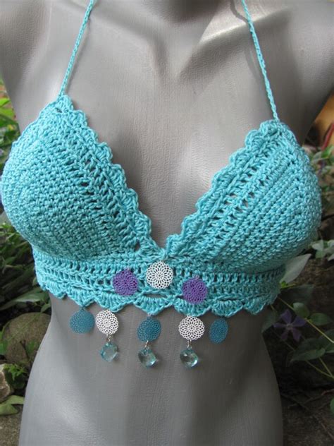 Items Similar To Crochet Turquoise Top Bra Festival Top Crochet