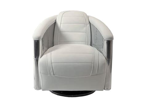 White Aviator Armchair Leather And Aluminium