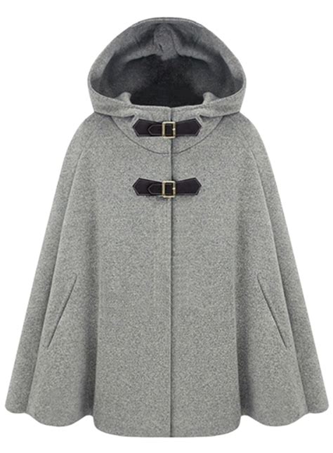 the cloak coat is featuring solid color cape style with hooded poncho coat wool poncho