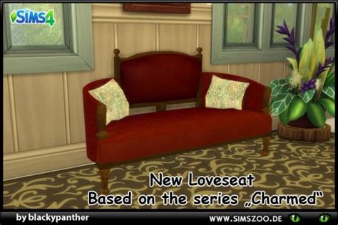 Blackys Sims 4 Zoo Charmed Set Loveseat Burgandy By Blackypanther