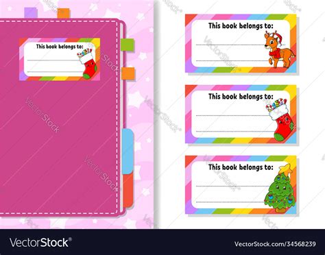 Book Label Stickers For Kids Rectangular Vector Image