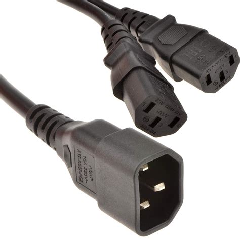 Kenable Iec Splitter Cable C14 Plug To 2 X C13 Socket Y Uk