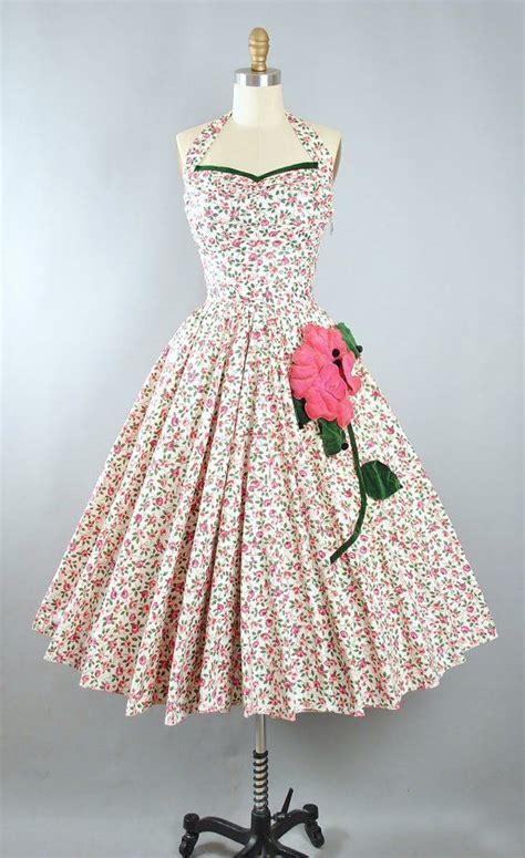 Vintage 1950s Rose Print Dress Set 50s Cotton Sundress Etsy Dresses Rose Print Dress Prom