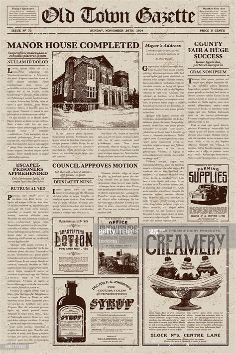 A Vector Illustration Of An Old Fashioned Newspaper In A Victorian