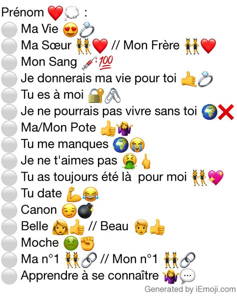Emoji Qui Veut Dire T'es Moche - Message: Prénom ️💭 : ⚪️ Ma Vie 😍💍 ⚪ Ma Sœur 👯