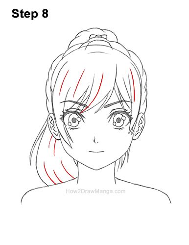 How To Draw A Manga Girl With A Ponytail Front View Step By Step