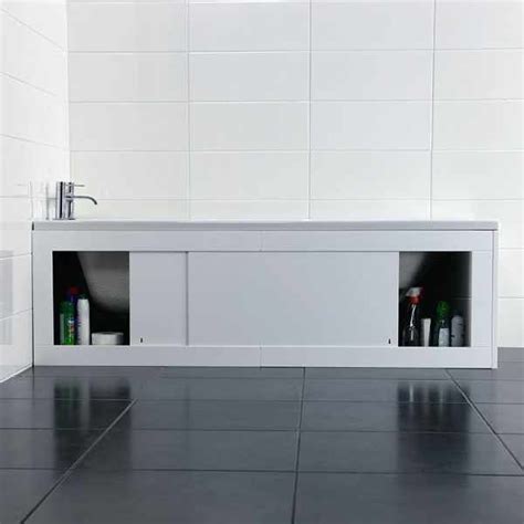 Add to basket armitage shanks sandringham acrylic white front bath panel (w)1680mm. Croydex White Gloss MDF Unfold N Fit Storage Bath Side ...