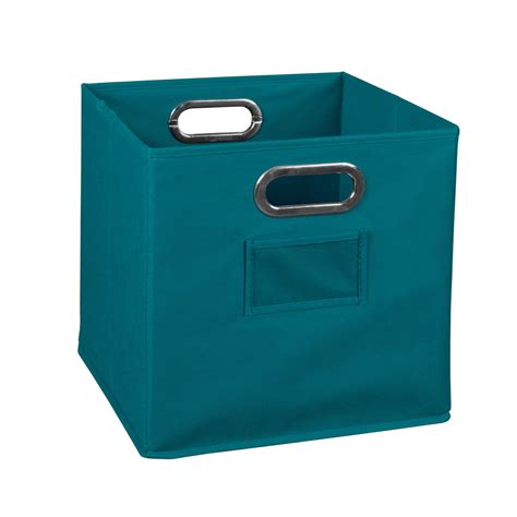 Niche Cubo Foldable Fabric Storage Bin Built In Chrome Handles Teal