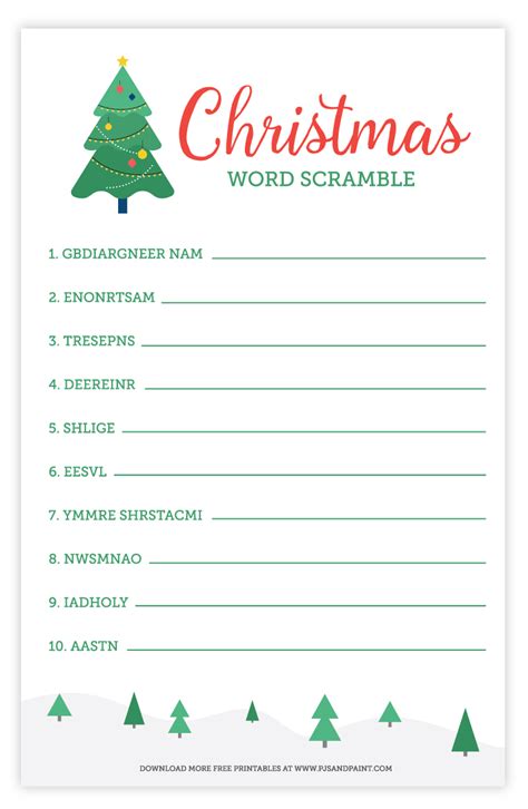 Christmas Word Scramble Free Printable Christmas Activities