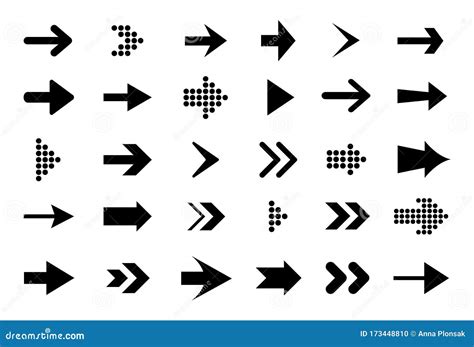 Set Of Arrow Icons Black Vector Arrows Stock Illustration