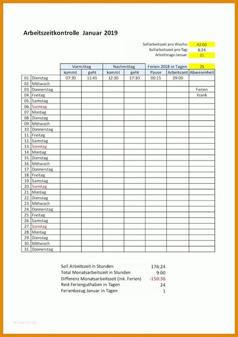 Bestbewertet Zeiterfassung Excel Vorlage Schweiz Muster