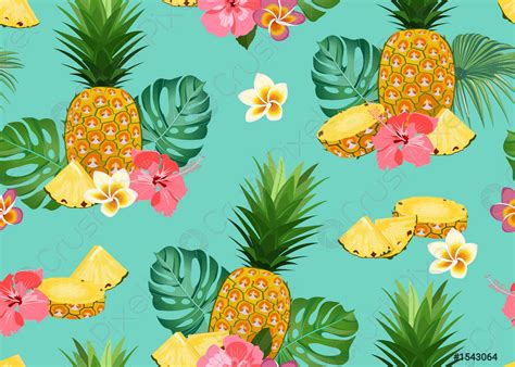 vintage seamless tropical flowers with pineapple vector pattern best flower site