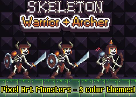 Skeleton Warrior Archer Pixel Art Monsters Gamedev Market
