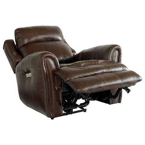 Bassett Club Level Marquee 3707 Poc Leather Match Power Recliner With