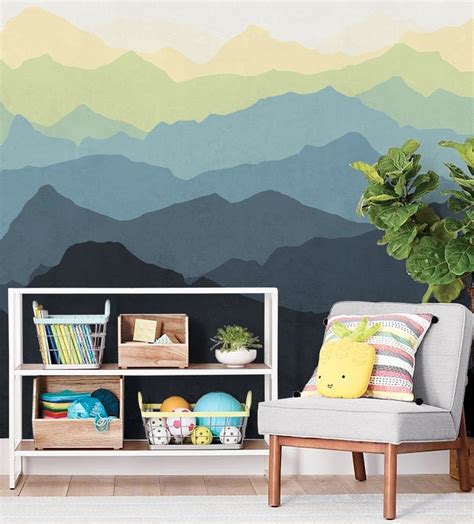 Mountain Peel And Stick Mural Mural Wall Art Mountain Mural Wall