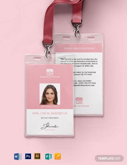 Free Pet Boarding Id Card Template Illustrator Word Apple Pages