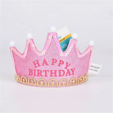 Way To Celebrate Glittery Pink Happy Brithday Light Up Tiara Crown