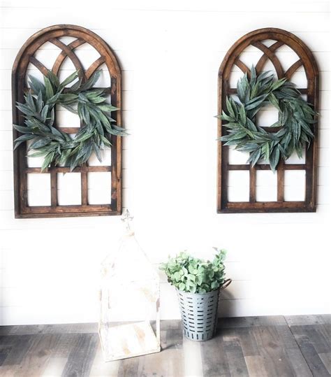 44 Inch Wall Wood Window Arch Large Cathedral Window Frame Sunset