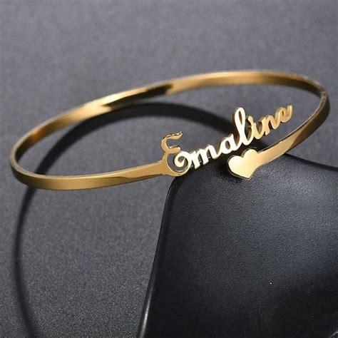Custom Name Bangle Personalized Bracelet Personalized Etsy