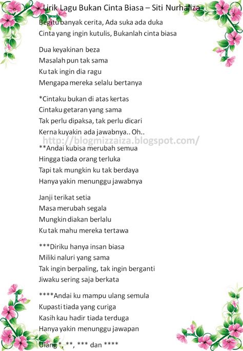 Simpama Tren Lirik Lagu Siti Nurhaliza Bukan Cinta Biasa