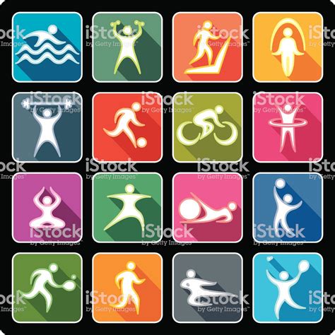 Sport Icons In Flat Style Royalty Free Icon Stock Vector Royalty Free