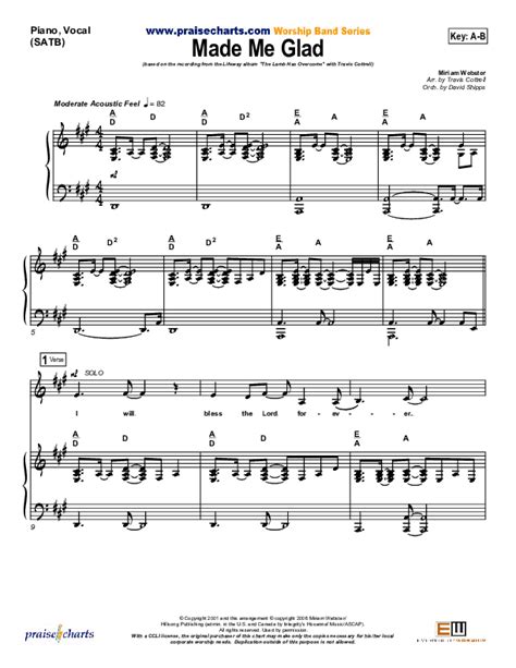 made me glad sheet music pdf travis cottrell praisecharts