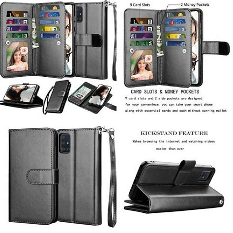 Samsung Galaxy A71 5g Wallet Case Leather Folio Kickstand Detachable