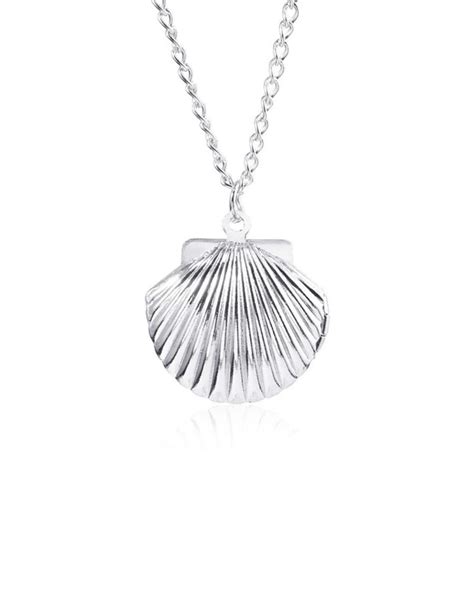 Silver Seashell Locket Seashell Locket Necklace Mermaid Etsy