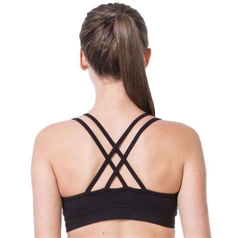 Women Sports Bra Cross Straps Nylon Running Gym Yoga Push Up Breathable Quick Dry Padded