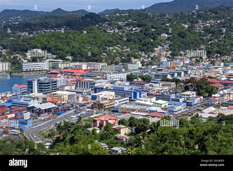 View Over The Harbour Port Of Castries Capital City Of The Island