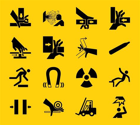 Warning Signs Industrial Hazards Icon Labels Sign Isolated On White