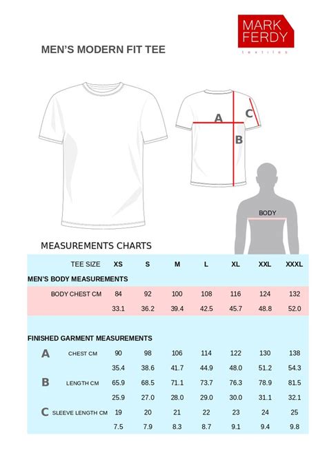 Free Tee Shirt Size Chart For Mens Size Chart Body Measurement Chart