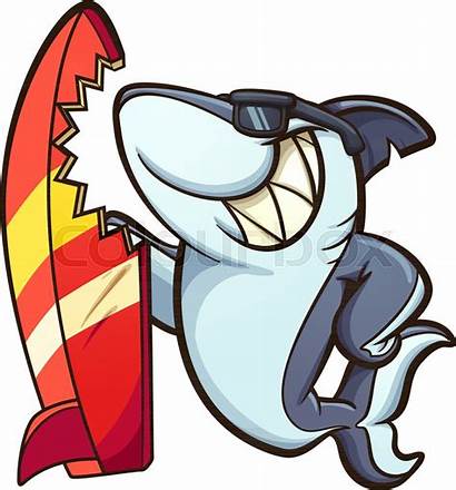 Shark Surfboard Vector Sunglasses Cartoon Clip Surf
