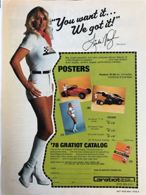Vintage 1978 Sexy Linda Vaughn Auto Parts Original Color Ad Sm006 5 75 Picclick