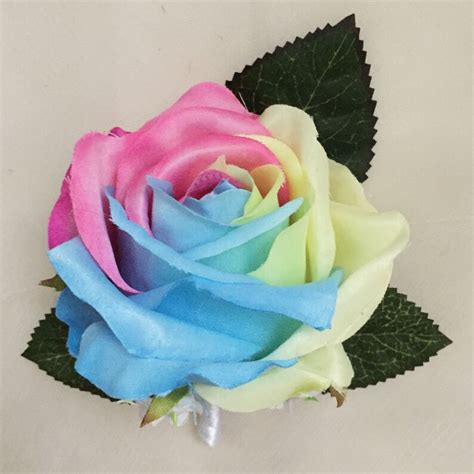 Big Silk Rainbow Roses Boutonnieres Corsage Etsy