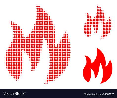 Fire Halftone Dotted Icon Royalty Free Vector Image