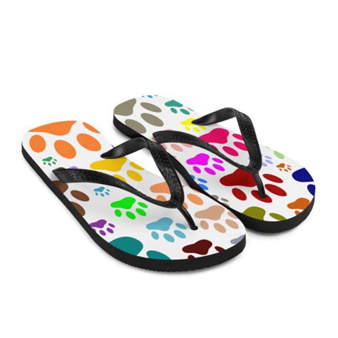 Dog Paw Print Pattern Flip Flops Colorful Sandals Small To Large Ebay