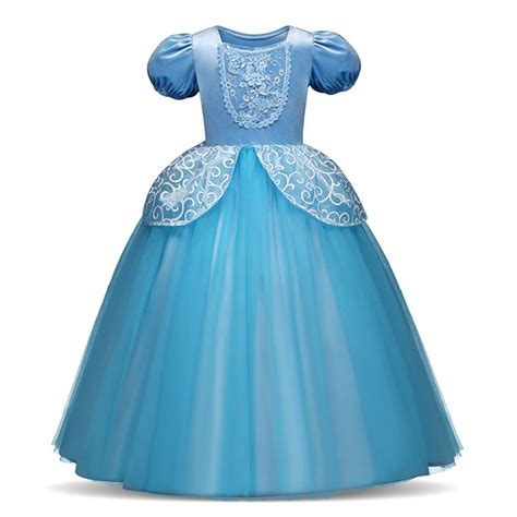 Elsa Long Ball Gowns Children Role Play Costume Princess Cinderella Gi