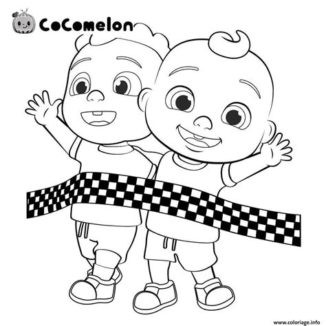 Coloriage Cody Et Jj Jay En Competition Dessin Cocomelon à Imprimer