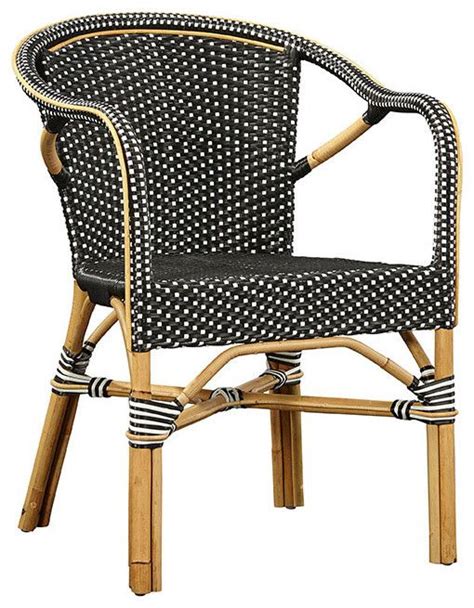 Baskerville Black And White Wicker Bistro Chair Set Of 2 Tropical