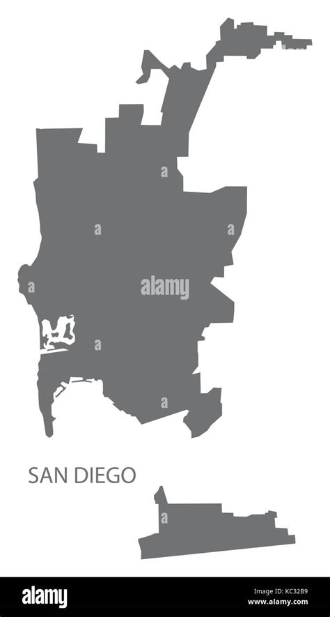 San Diego City Map With Boroughs Grey Illustration Silhouette Shape